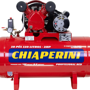 Compressor de ar média pressão 10 pcm 110 litros - Chiaperini 10/110 RED