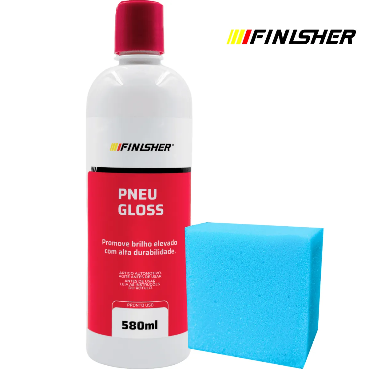 Pneu Gloss Finisher Pretinho para Pneu Brilho Molhado 580ml Aplicador