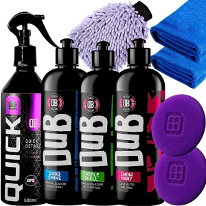 Kit Lavagem DUB BOYS Snow Many Shaampoo Automotivo Neutro Turtle Shell Condicionador de Plásticos Good Shine Revitalizador para Pneu Quick Detailer Cera Líquida Selante 500ml Dub Boys