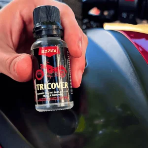 Vitrificador Moto Tricover Razux Plásticos Metal Borracha 20ml Espuma Aplicadora