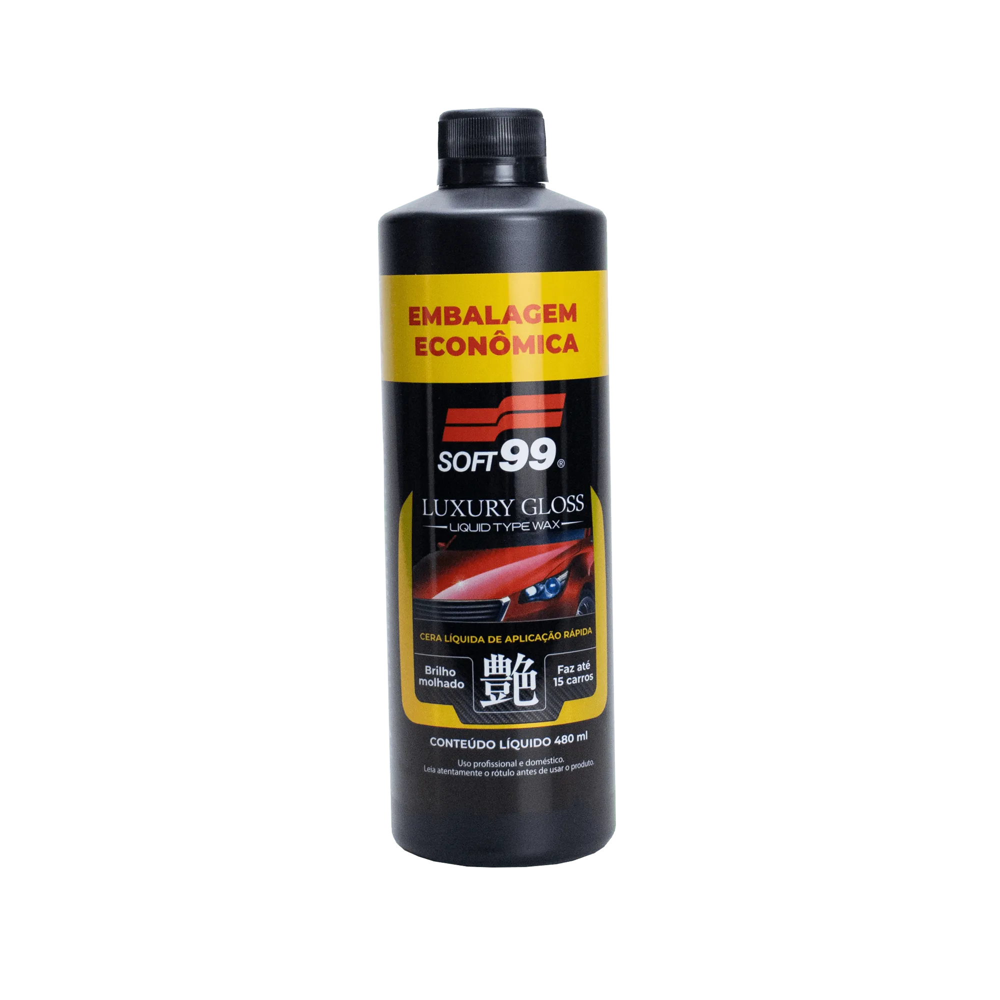 Refil da Cera Líquida Luxury Gloss Soft99 480ml para brilho automotivo